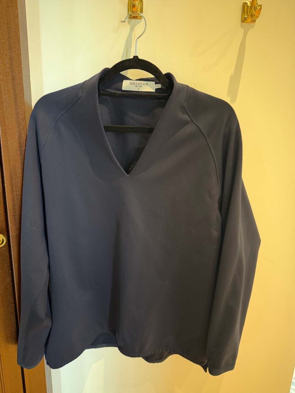 MM Lafleur Navy V-Neck Women's Top